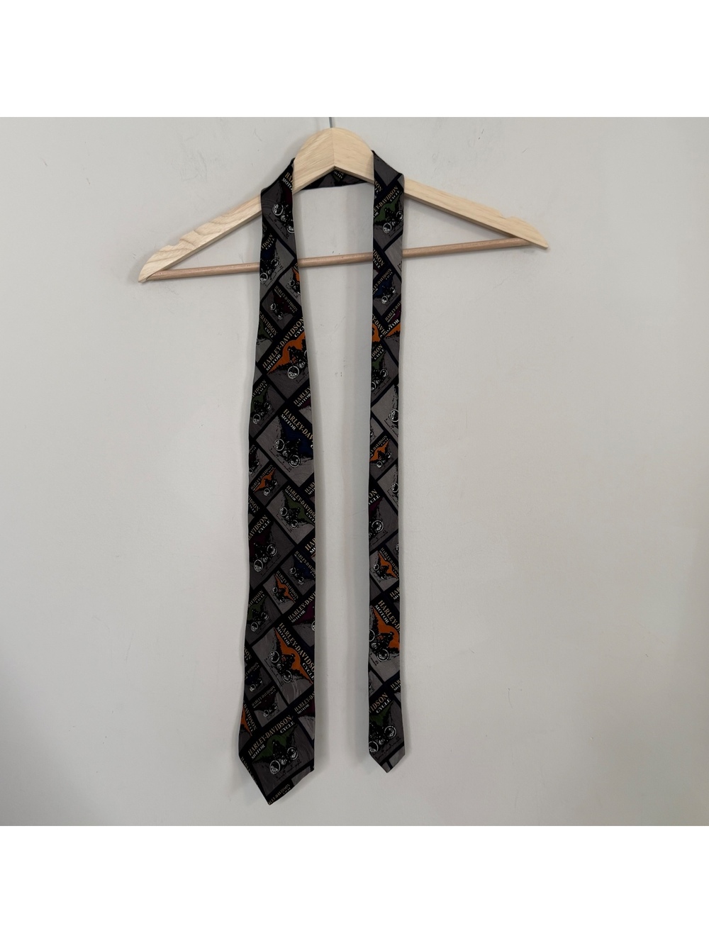 90s Harley-Davidson silk all over biker motif tie